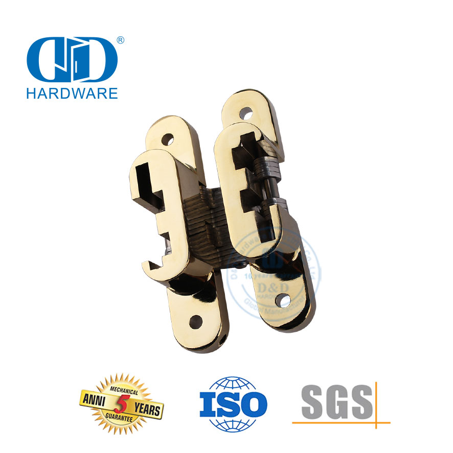 Instalasi Tersembunyi Paduan Seng Kuningan Dipoles SUS304 Engsel Pintu Interior Tugas Berat Tersembunyi-DDCH007