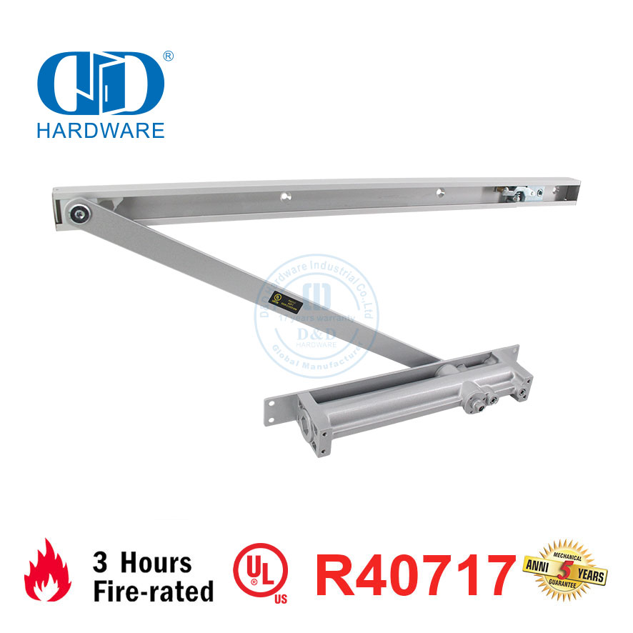 Aluminium Ironmongery Sertifikasi UL Tahan Api Kontrol Dapat Disesuaikan Kembali Periksa Hidrolik Perumahan Interior Pintu Closer-DDDC054