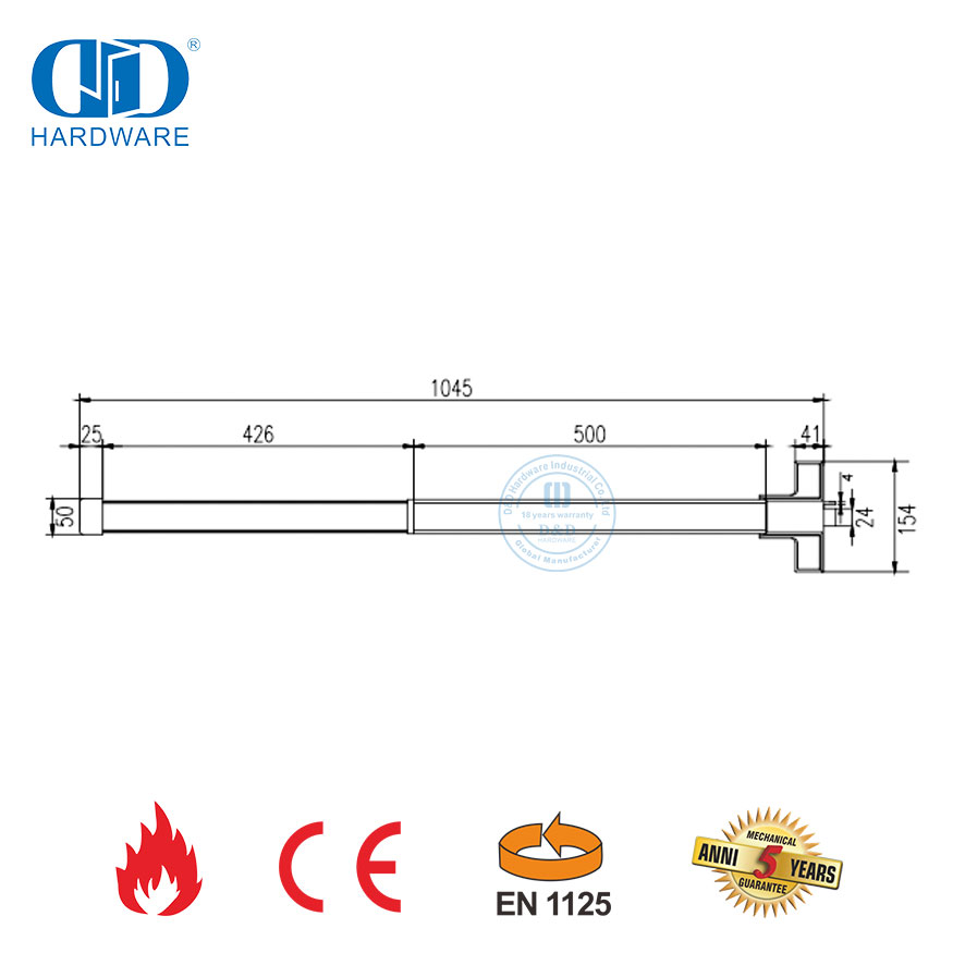 CE UL Terdaftar Fire Resistance Panic Exit Device Bar Panic Exit Lock Untuk Pintu Logam-DDPD003-CE