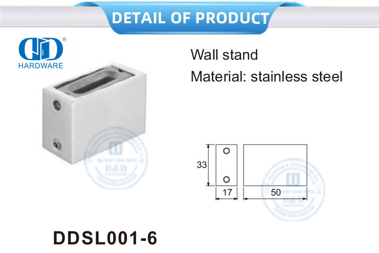 Perangkat Keras Kaca Stainless Steel Pintu Geser Perangkat Keras Dinding Berdiri-DDSL001-6