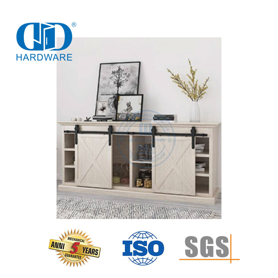 Perangkat Keras Bangunan Baja Tahan Karat Perangkat Keras Pintu Kayu Gudang Geser Mini Hitam untuk Kabinet dan Dudukan TV-DDBD031