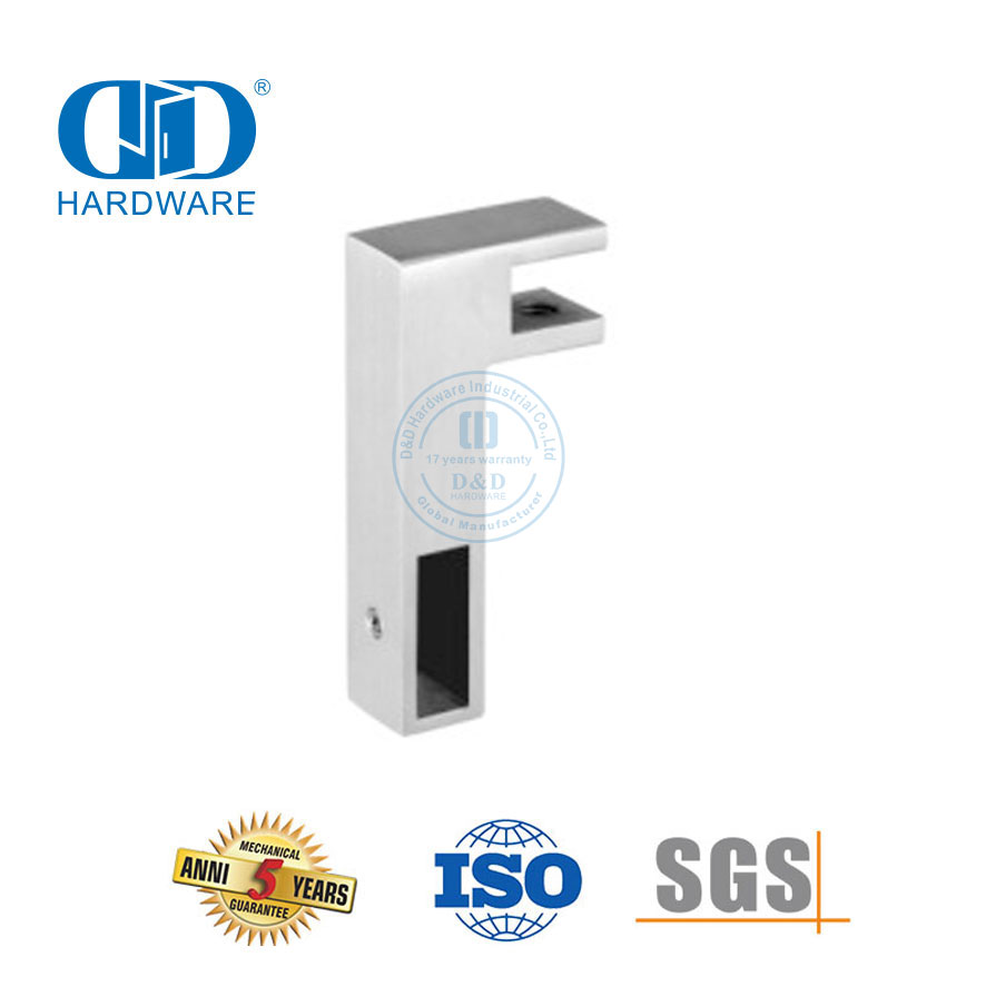 Braket Batang Penyangga Kamar Mandi Baja Tahan Karat Konektor Pipa Aksesori Pintu Kaca Disikat-DDSC015