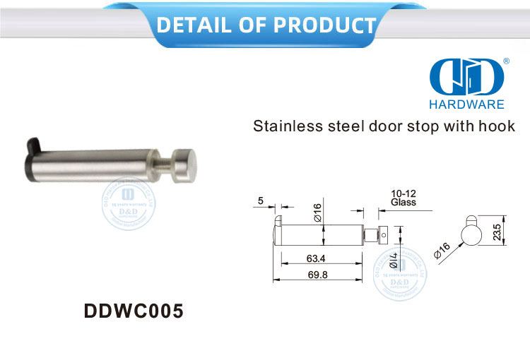 Klip Penjepit Kaca Perangkat Keras Toilet Stainless Steel Penahan Pintu Kaca dengan Kait-DDWC005