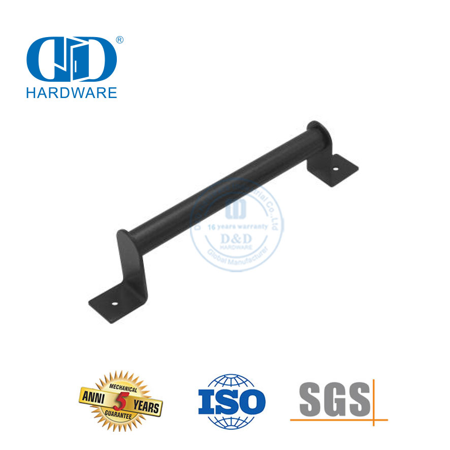 Gagang Geser Baja Tahan Karat Gagang Pintu Gudang Tarik Hitam Dilapisi Bubuk Tugas Berat-DDBD098