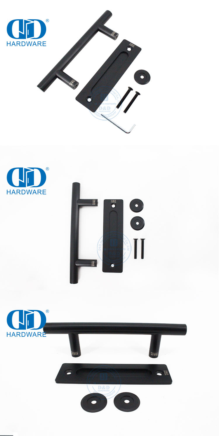 Perangkat Keras Konstruksi Gagang Pintu Gudang Tugas Berat Sisi Ganda Geser Baja Tahan Karat Hitam-DDBD102 Hitam