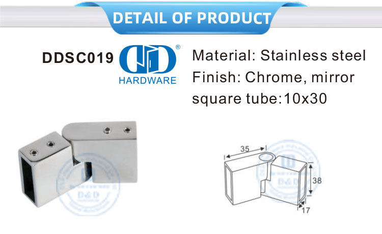 Stainless Steel Komersial Bilik Mandi Braket Tetap Kaca Pemegang Pembagi Partisi Penjepit Konektor-DDSC019