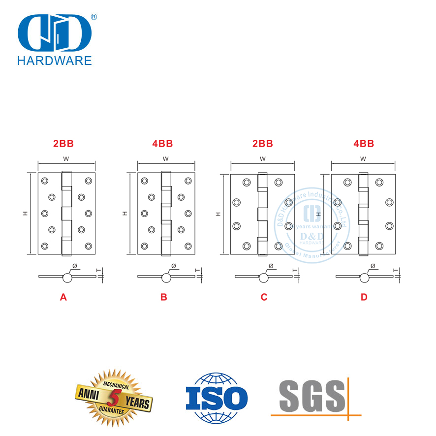 Engsel Pintu Bantalan Bola Stainless Steel Berkualitas Tinggi-DDSS011-B