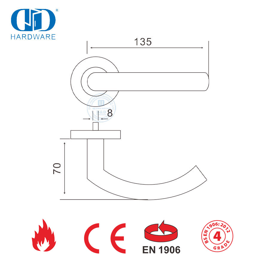 Pegangan Tuas Pintu Eksternal Komersial Kuningan Satin Stainless Steel-DDTH011-SB