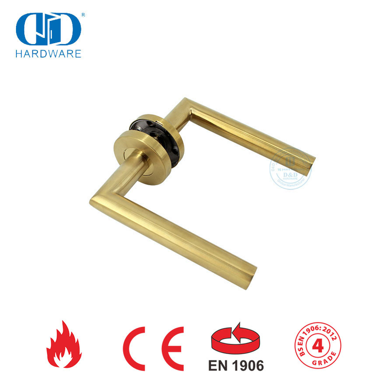 Satin Brass EN 1906 Aksesori Keamanan Kunci Pintu Gagang Tuas Emas-DDTH003-SB