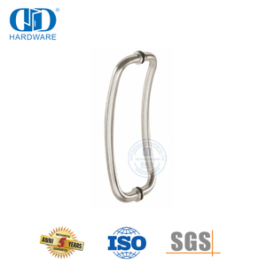 Gagang Tarik Pintu Kaca Lengkung Sabit Stainless Steel Nikel Disikat-DDPH004