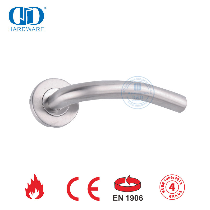 EN 1906 Perangkat Keras Pintu Kamar Tidur Pegangan Tuas Berongga Stainless Steel-DDTH006-SSS