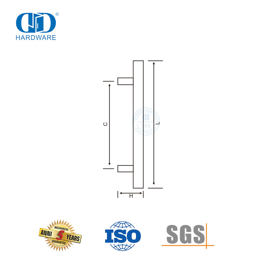 Perabotan Logam T Bar Stainless Steel Hemat Biaya Menarik Pegangan untuk Pintu Kamar Mandi Kaca-DDPH033-SSS