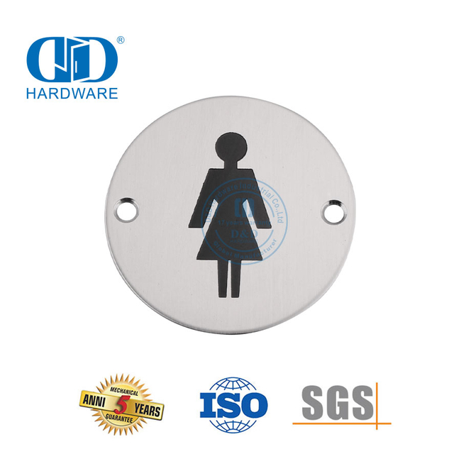 Simbol Tanda Kamar Mandi Baja Tahan Karat Pelat Tanda Wanita Kamar Mandi Pelat Tanda Pintu Toilet Kamar Mandi-DDSP002