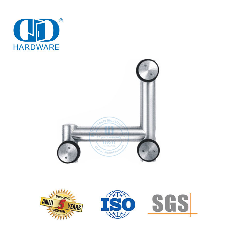 Pemasangan Pintu Ayun Sudut Dinding Kaca Stainless Steel Di Atas Panel Pivot Glass Hardware-DDGP009