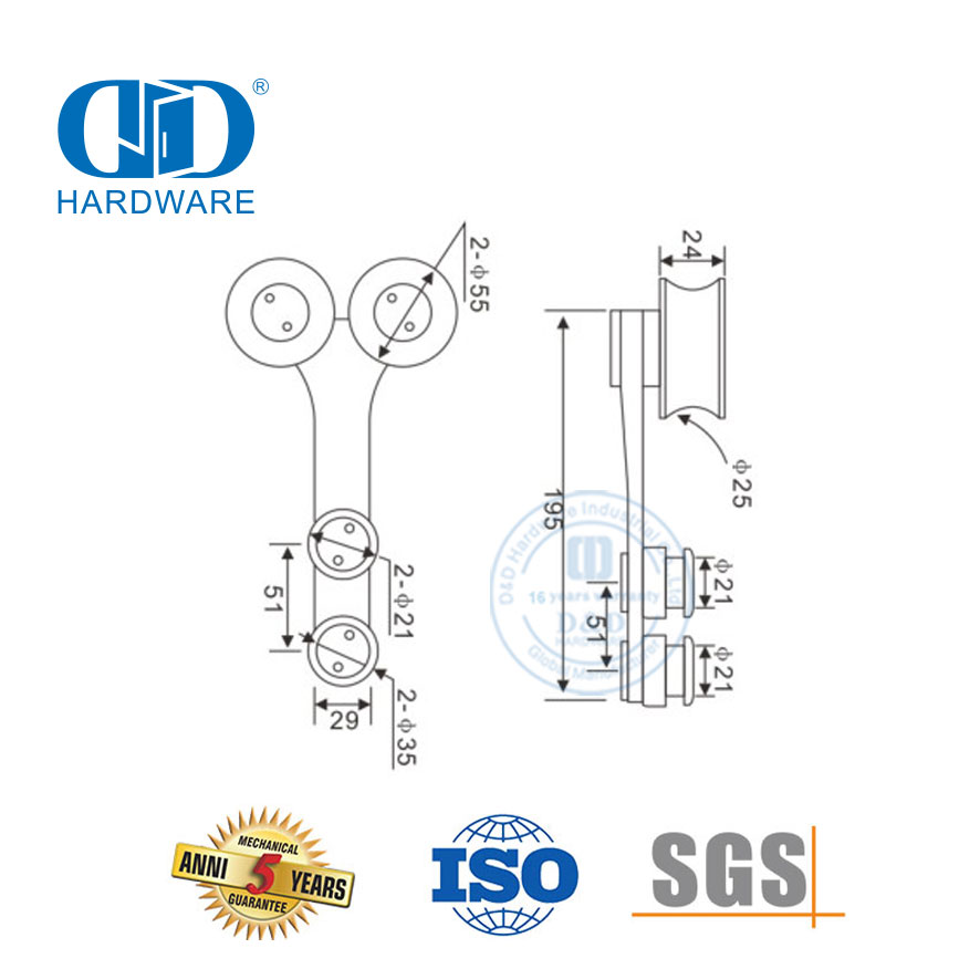 Gantungan Pintu Geser Aksesoris Kaca Stainless Steel Set Aksesori Kamar Mandi Fitting Kaca untuk Kamar Mandi-DDGS100