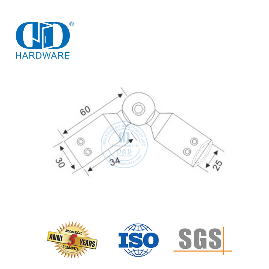 Konektor Tabung Bulat Baja Tahan Karat Tempat Kamar Mandi Konektor Tabung Mandi Konektor Panel Fitting Kaca-DDSC026