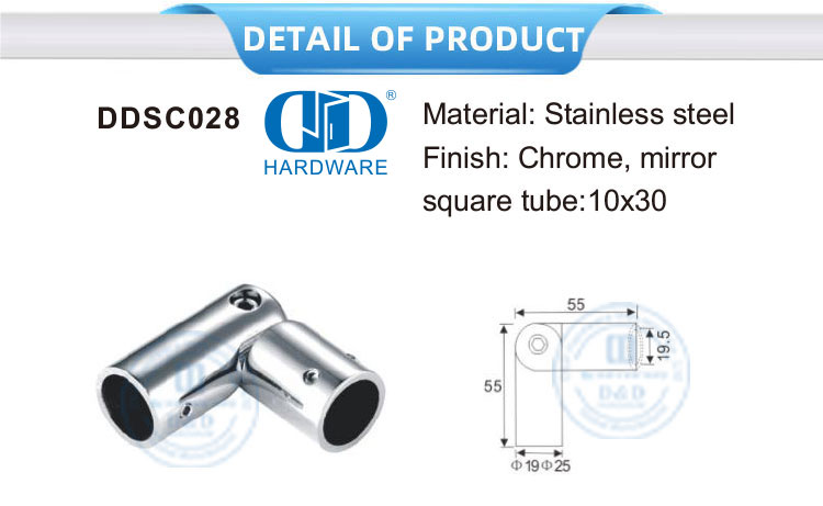 Stainless Steel Kaca Pintu Aksesori Panel Braket Konektor Pipa Bar Pemegang Konektor Untuk Pagar Pembatas Tangga-DDSC028