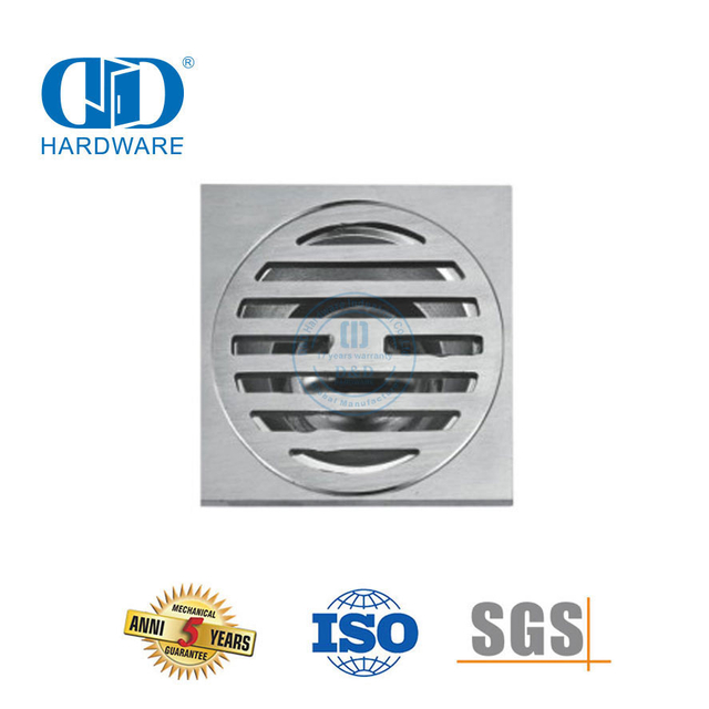 Keamanan Tinggi Stainless Steel Square Floor Drain Kamar Mandi Shower Drain Perangkat Keras Kamar Mandi untuk Pintu Kaca-DDFD0011