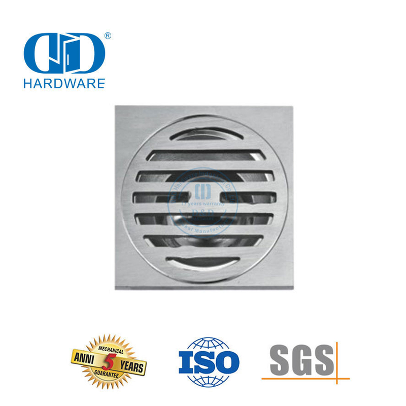 Keamanan Tinggi Stainless Steel Square Floor Drain Kamar Mandi Shower Drain Perangkat Keras Kamar Mandi untuk Pintu Kaca-DDFD0011