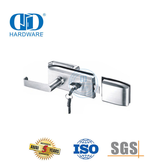 Keamanan Tinggi Stainless Steel Kaca Fitting Patch Perangkat Keras Pintu Lockset Handle Lock Untuk Kantor Sekolah-DDGL002
