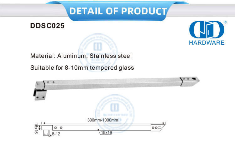 Bilik Mandi Komersial Stainless Steel Partisi Bilik Mandi Perangkat Keras Pintu Kaca-DDSC025