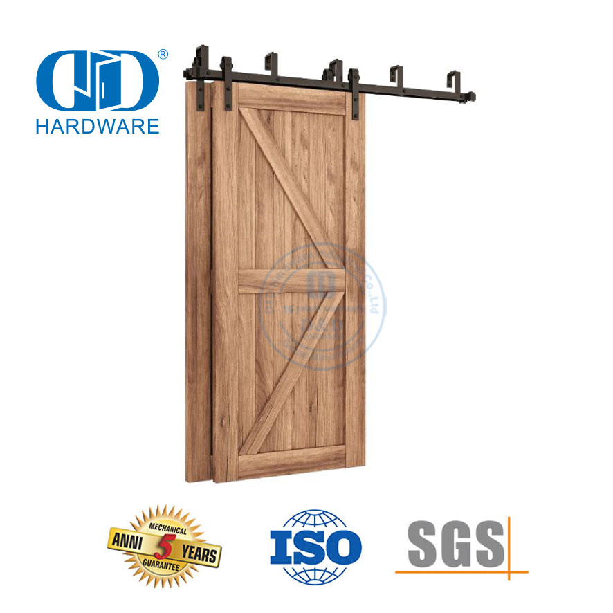 Jalur Tersembunyi Baja Tahan Karat Set Rol Pintu Gudang Geser Kayu Hitam Matt Tersembunyi Perangkat Keras-DDBD022