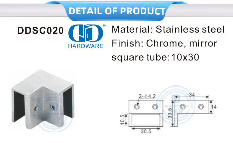 Konektor Braket Panel Kaca Stainless Steel Konektor Pipa Konektor Braket Kaca untuk Mendukung Pipa-DDSC020