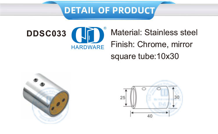 Sistem Bilik Mandi Stainless Steel Konektor Braket Panel Kaca Panel Mandi Kaca Tanpa Bingkai-DDSC033