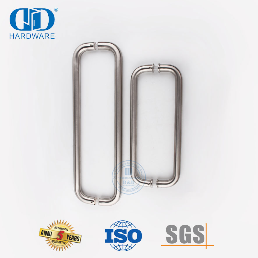 Kenop Pintu Kamar Mandi Kaca Baja Tahan Karat Tipe H Tabung Bundar Kualitas Tinggi Pegangan Pintu Kaca-DDPH007-SSS