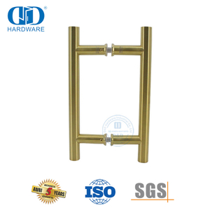 Pegangan Pintu Kamar Mandi Dorong Tabung Stainless Steel Bentuk H Finish Kuningan Satin-DDPH001-A Φ22-SB