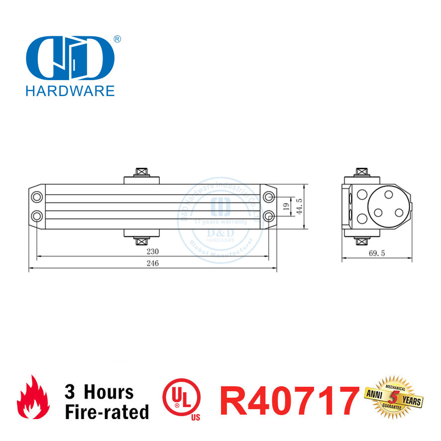 Sertifikasi UL Industri Nilai Api Kontrol Dapat Disesuaikan Aluminium Slience Hidrolik Otomatis Dapur Pintu Ganda Closer-DDDC058