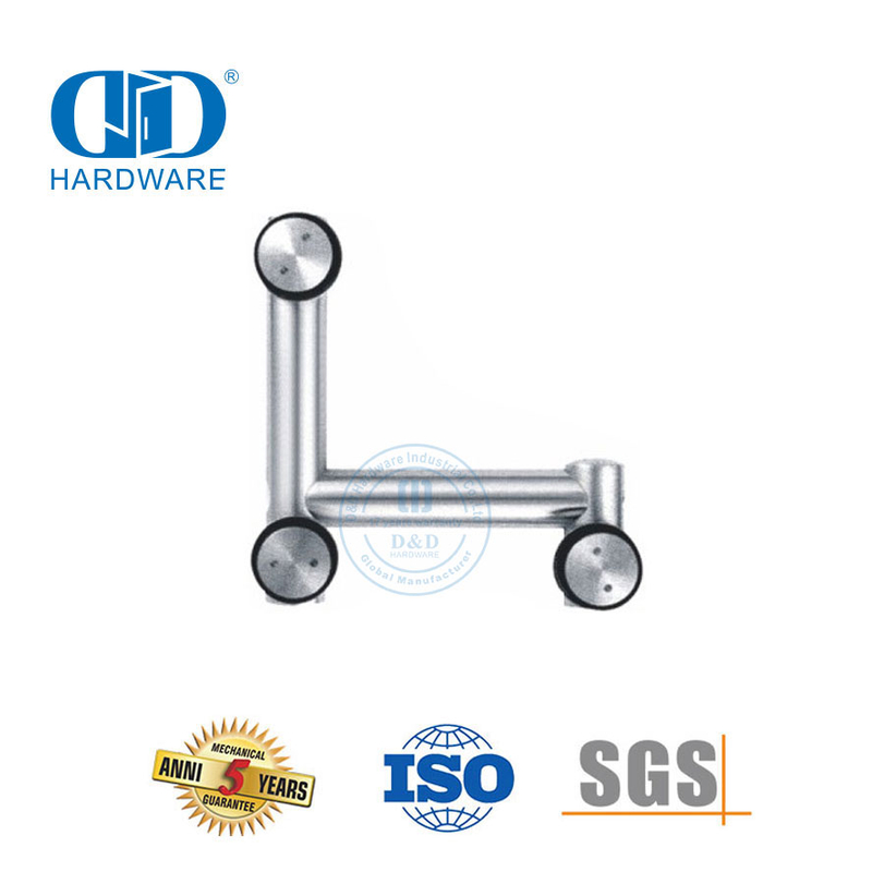 Pemasangan Pintu Ayun Sudut Dinding Kaca Stainless Steel Di Atas Panel Pivot Glass Hardware-DDGP009
