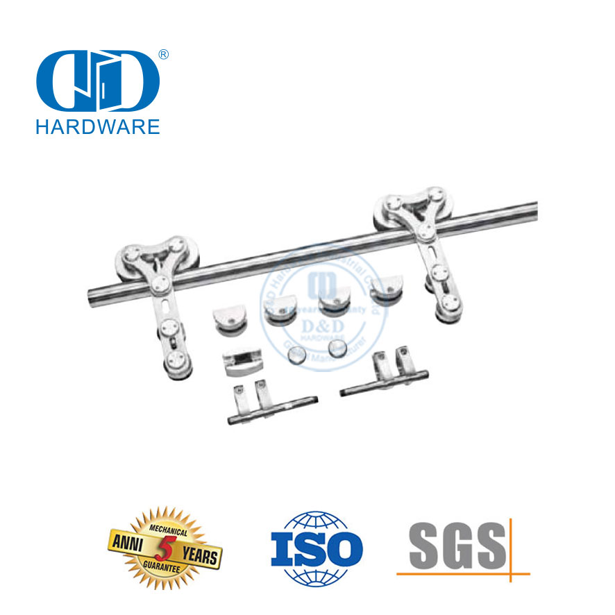 Kit Pintu Ganda Kabinet Rumah Baja Tahan Karat Aksesori Pintu Perangkat Keras Pintu Gudang Kaca Geser-DDBD047