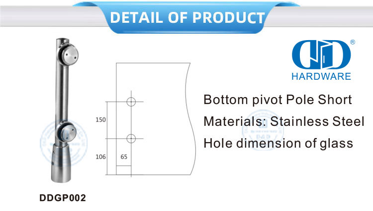 Stainless Steel Pintu Geser Perangkat Keras Patch Fitting Pivot Glass Fitting Untuk Pintu Masuk Kaca Door-DDGP002