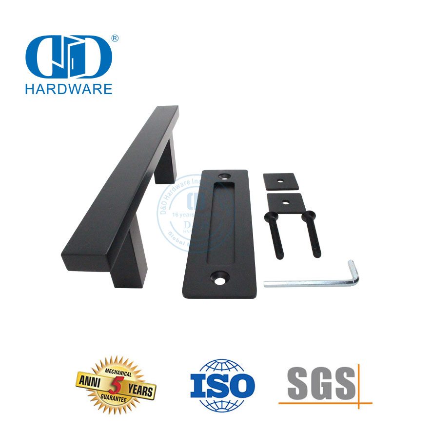 Produsen Cina Stainless Steel Matt Black Kitchen Sliding Barn Door Handle Set Pegangan Pintu Dua Sisi-DDBD103 Hitam
