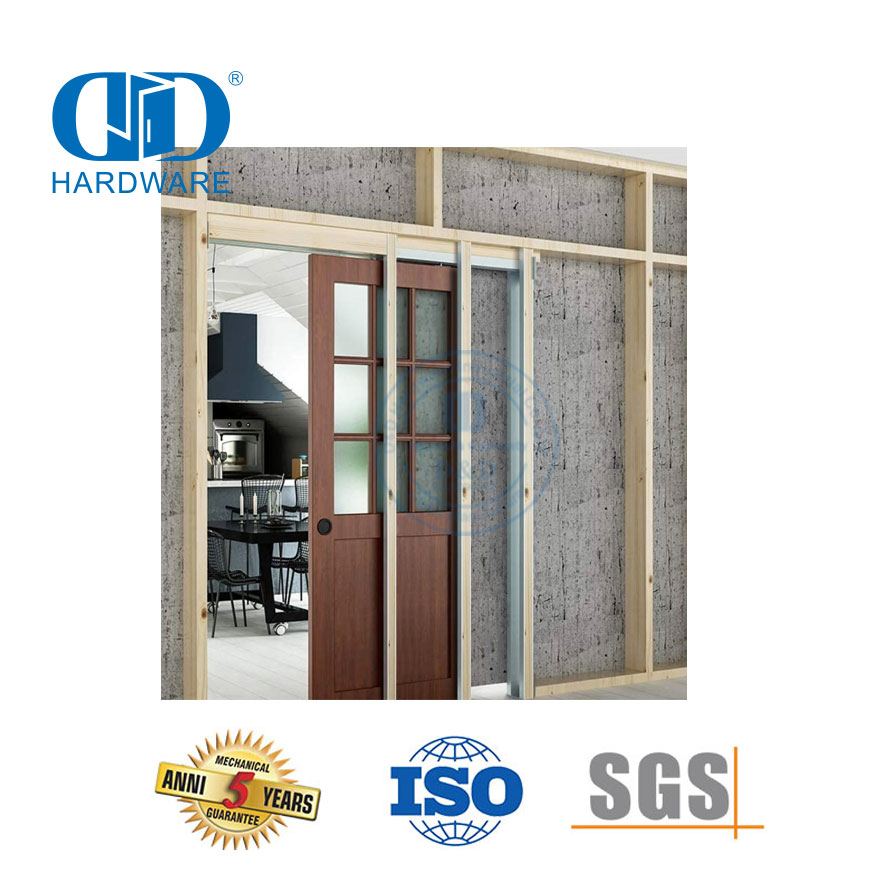 Perangkat Keras Pintu Kayu Gudang Stainless Steel Perangkat Keras Rangka Pintu Saku untuk Lebar Pintu 48 Inci-DDBD062