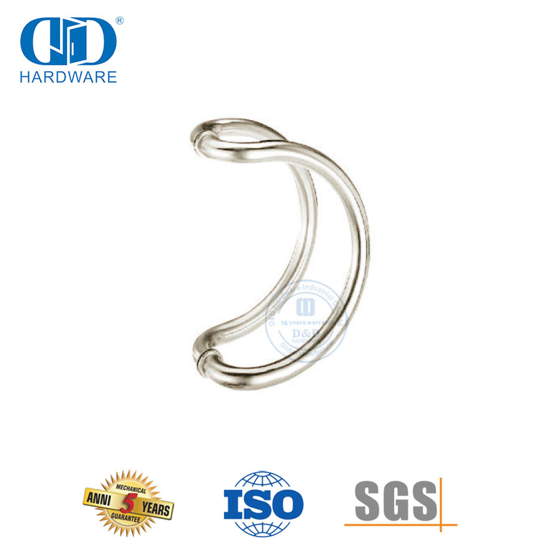 Pegangan Tarik Kembali Ke Belakang Tipe D Perak Stainless Steel untuk Perangkat Keras Pintu Utama Kaca-DDPH006