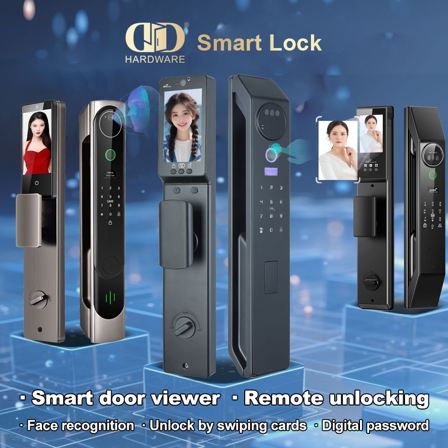 Keamanan Elektronik Kunci Pintu Cerdas Entri Tanpa Kunci Sidik Jari Semi-otomatis dengan Pegangan -DDDL009