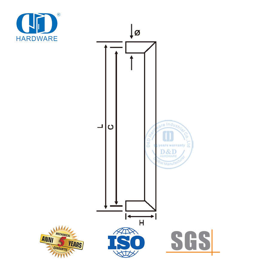 Kualitas Premium Menyesuaikan Perangkat Perabot Gaya Modern Pegangan Tarik Pintu Tunggal-DDPH030