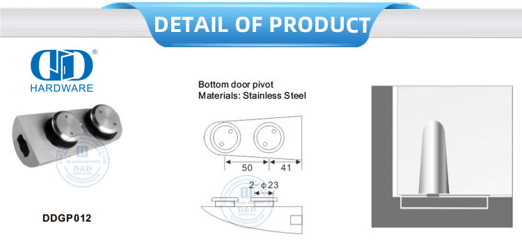 Stainless Steel Pintu Bawah Pivot Pintu Kaca Perangkat Keras Pivot Patch Fitting Pivot Atas-DDGP012