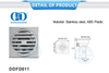 Keamanan Tinggi Stainless Steel Square Floor Drain Kamar Mandi Shower Drain Perangkat Keras Kamar Mandi untuk Pintu Kaca-DDFD0011