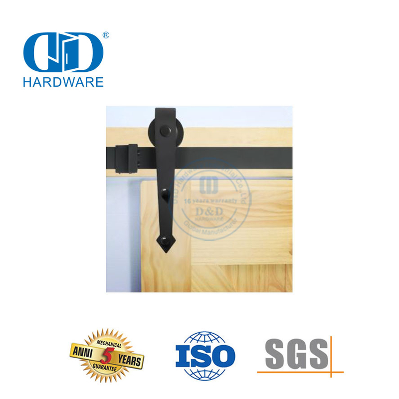 Kit Perangkat Keras Pintu Gudang Dalam Ruangan Hitam Baja Tahan Karat yang Disesuaikan Aksesori Perangkat Keras Pintu Garasi-DDBD017