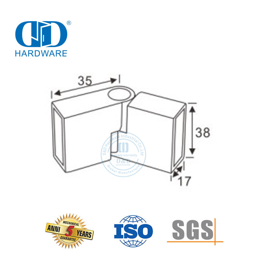 Stainless Steel Komersial Bilik Mandi Braket Tetap Kaca Pemegang Pembagi Partisi Penjepit Konektor-DDSC019