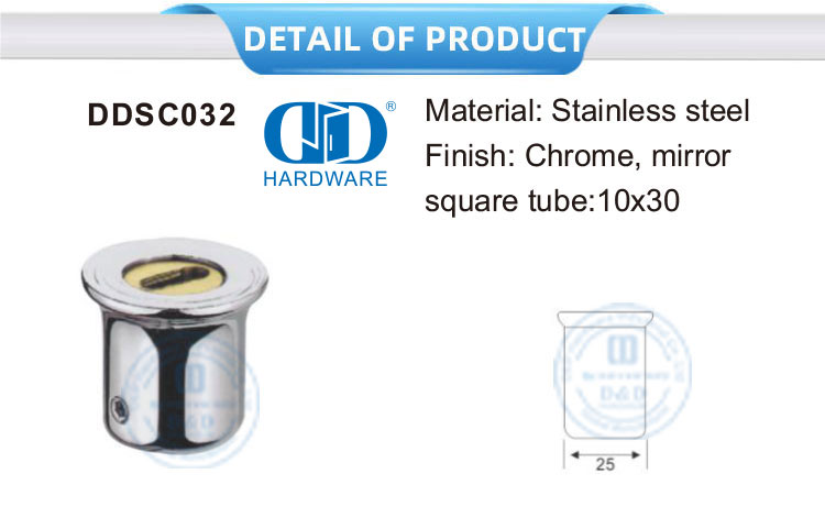 Konektor Braket Panel Kaca Konektor Pintu Kamar Mandi Pipa Dapat Disesuaikan Kaca Geser Kamar Mandi Baja Tahan Karat-DDSC032