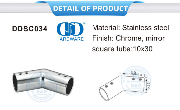 Stainless Steel Pabrik Kaca Tabung Pemegang Klip Pipa Pintu Konektor Panel Kaca Connector-DDSC034