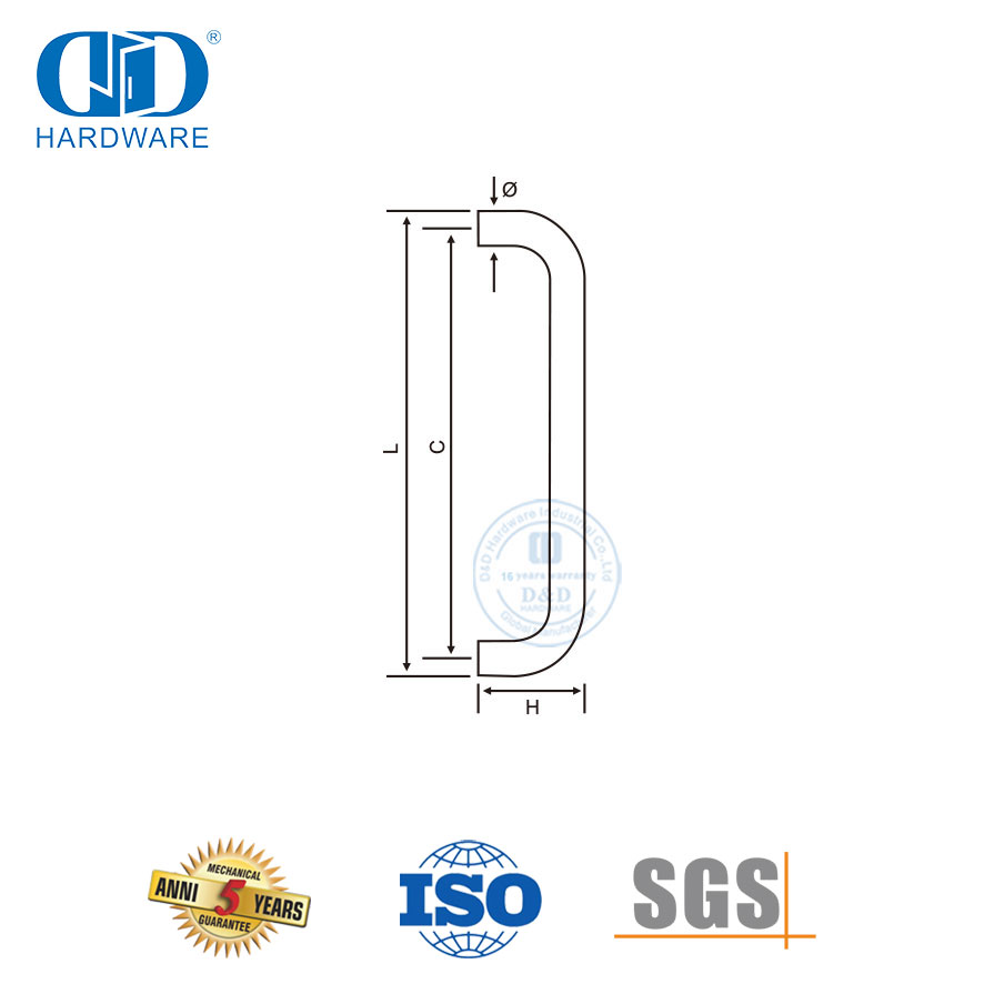 Desain Baru Stainless Steel Kamar Mandi Kamar Mandi Pintu Kaca Tarik Handle-DDPH007-A-PSS