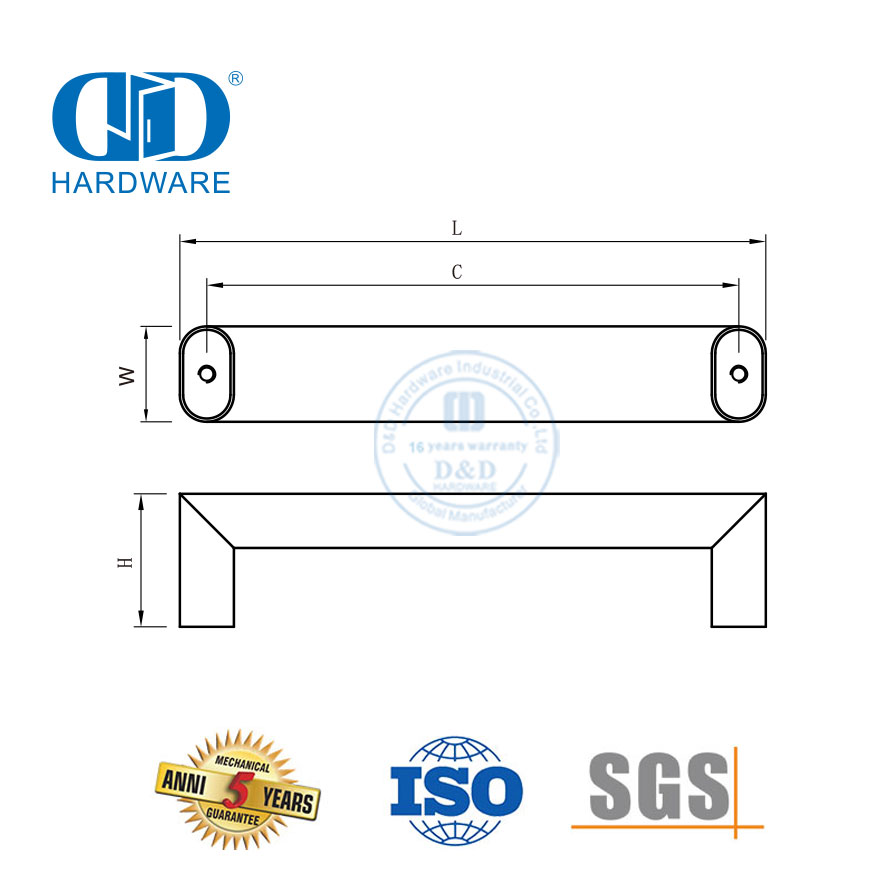 Kabinet Dapur Persegi Tarik Pegangan Furnitur Kabinet Dapur Modern Aksesori Perangkat Keras Pegangan Dapur Sederhana-DDFH040