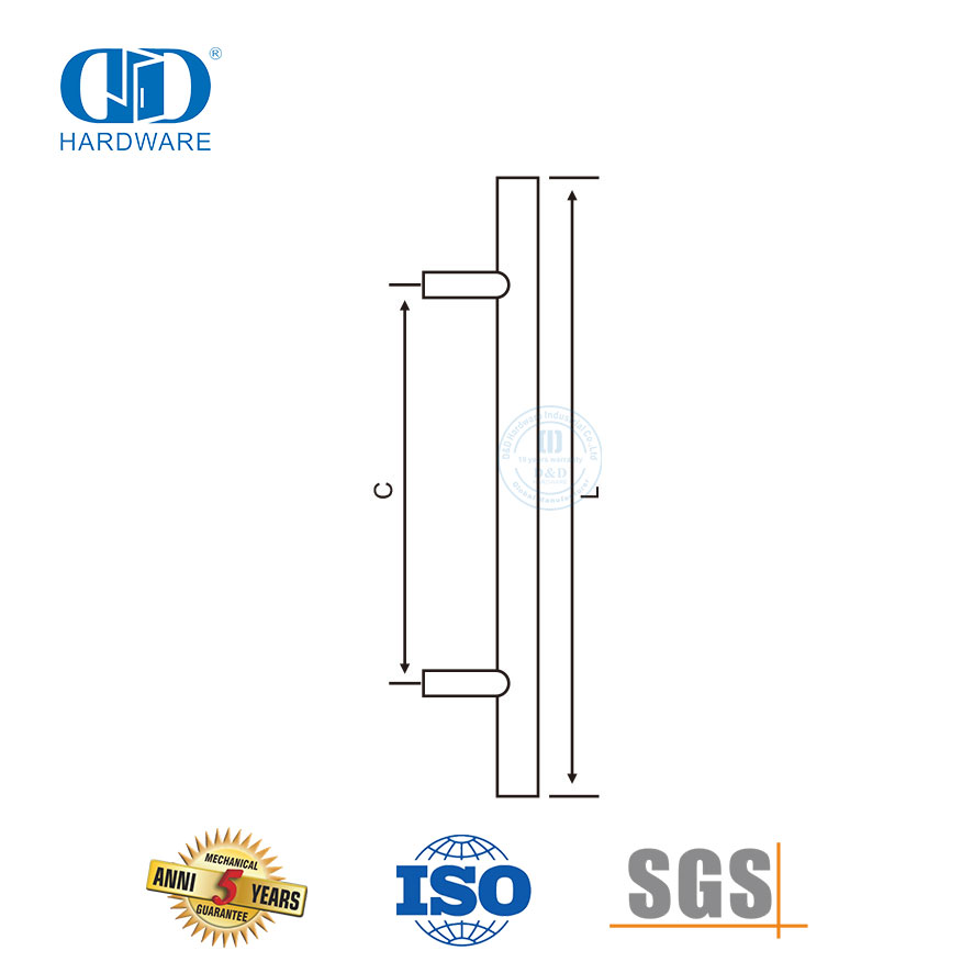 Gagang Pintu Kamar Mandi Perak T Bar Stainless Steel Modern Untuk Pintu Kaca-DDPH031-SSS