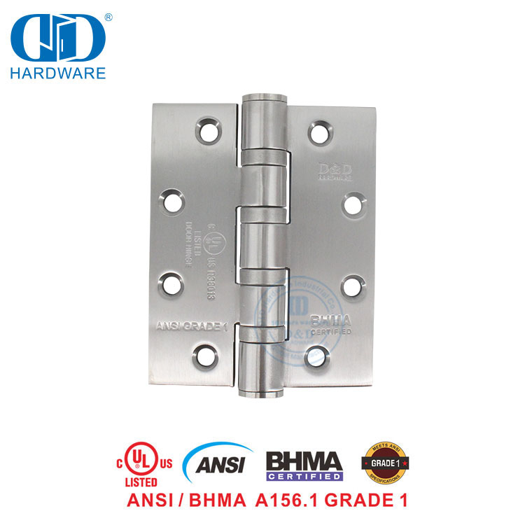 Stainless Steel ANSI BHMA UL Sertifikasi Perlengkapan Perangkat Keras Tahan Api Engsel Butt Engsel Pintu Hotel Sudut Bulat -DDSS001-ANSI-1-5x4x4.8mm