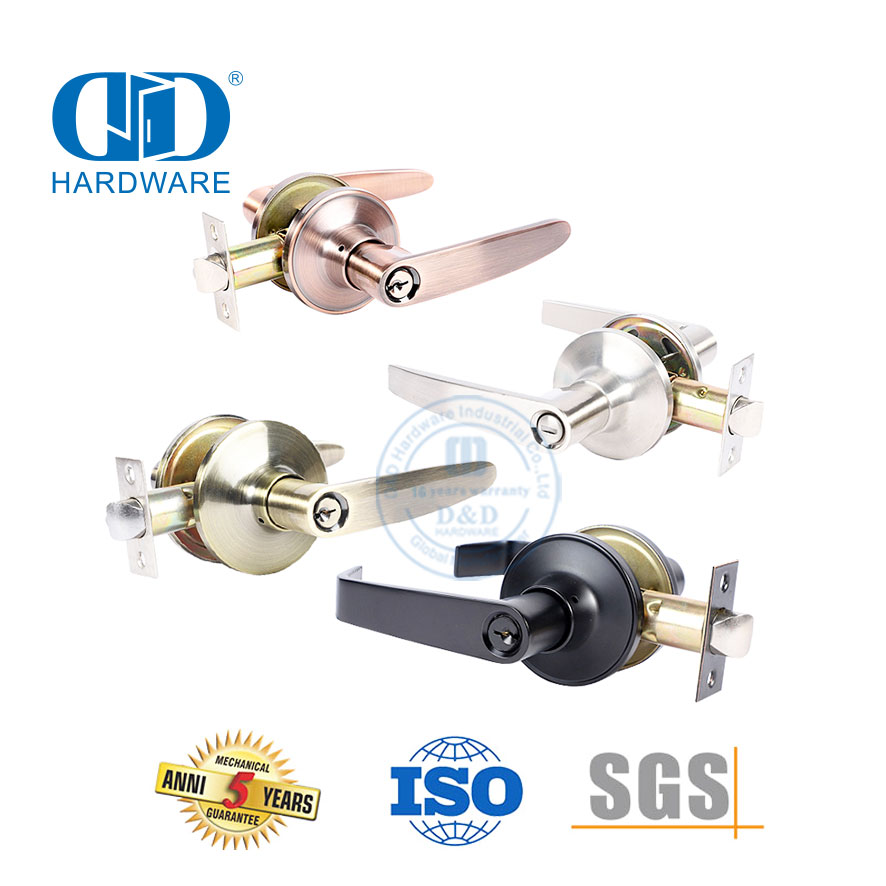 Tubular ANSI Kelas 1 Keamanan Tinggi Lubang Kunci Pembukaan Halus Kunci Dapat Dikunci untuk Pintu Interior Komersial Lockset-DDLK009